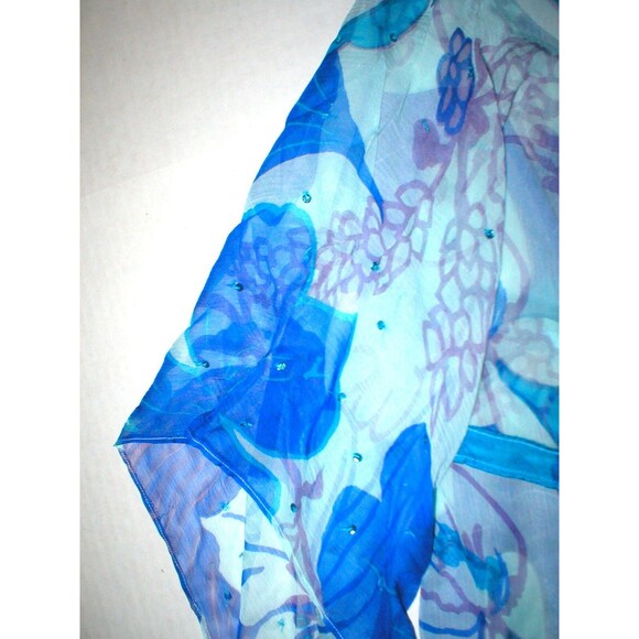 NWT New Silk Tunic Top Womens Antik Batik M Blue Purple Swim Sheer Cover Up Sequ - Picture 12 of 12